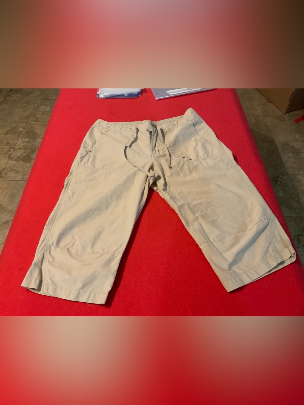 Columbia Pants Womens Medium Beige Cropped Capris Outdoor Hiking With Strings
